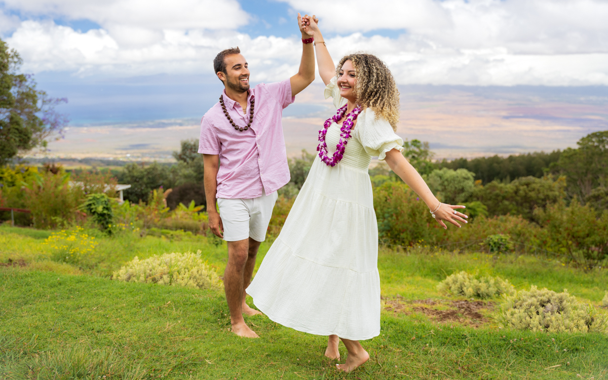 Couple spin dance photo engaged